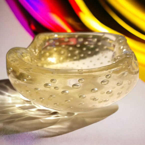 Murano Bullicante Ashtray Handblown Art Glass, by Archimedes Seguso 1950 Italy - Picture 2 of 10